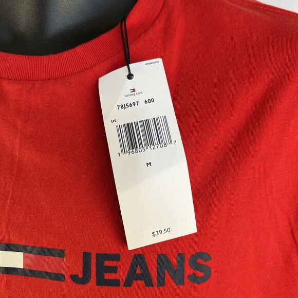 New Mens Tommy Hilfiger Tommy Jeans T-Shirt Size Medium Red NWT - Picture 3 of 6
